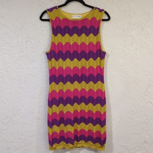 Electric & Rose Dresses & Skirts - Electric & Rose Multicolor Crochet Zigzag Mini Dress  Women's Size Large Vibrant